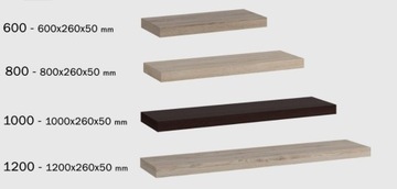 Półka deska 60 cm gr 50 dąb sonoma biała wenge