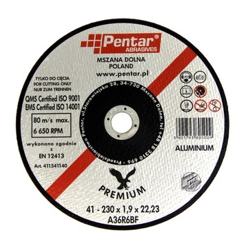 PENTAR TARCZA DO CIĘCIA ALUMINIUM 230x1,9x22 PREMI