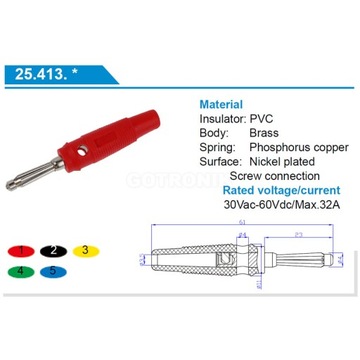 Вилка-банан 4мм зеленая Amass 25.413.4