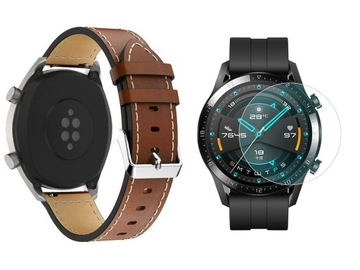 PASEK SKÓRZANY DO ZEGARKA HUAWEI WATCH GT 2 +SZKŁO