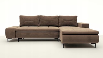 Narożnik beżowy velvet loft rozkładany 280 x 180