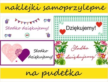 ETYKIETA NAKLEJKA NA PUDEŁKO CIASTO dla gości x 18