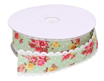 Wstążka tasiemka w kwiatki 2 cm 10 m SUPER 548-4