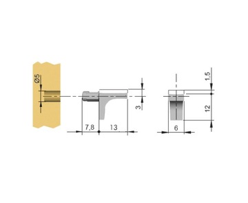 Полкодержатель с резиной fi5 K-Line хром ИТАЛИЯ
