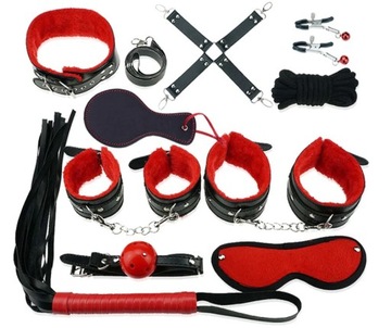 ZESTAW BDSM BONDAGE 12 ELEMENTÓW PEJCZ KNEBEL PAS