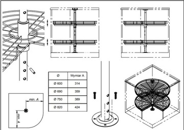 PÓLKA OBROTOWA NOVA 3/4 690 Z HAMULCEM REJS !!
