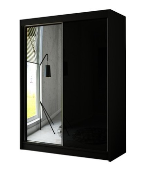 Szafa przesuwna 120cm Czarna+szkło Lacobel+ Lustro