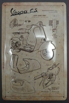 Жестяной постер 20x30см Vespa Parts ретро-подарок