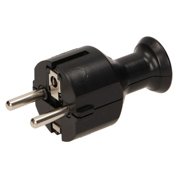 WTYCZKA SIECIOWA PROSTA CZARNA Z UZIEMIENIEM