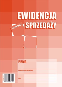 EWIDENCJA sprzedaży A5 PION druk Emeko 714 ŁÓDŹ