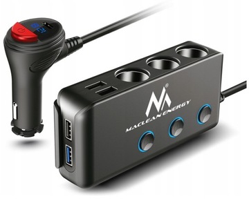 ROZDZIELACZ GNIAZDA ZAPALNICZKI 3 GNIAZDA 4x USB