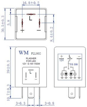 СВЕТОДИОДНЫЙ ПРЕРЫВАТЕЛЬ СИГНАЛА ПОВОРОТА + ЖГУТ ПРОВОДОВ 12В 150ВТ