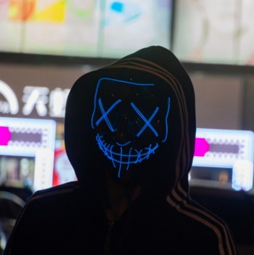 MASKA ŚWIECĄCA LED NEON HALLOWEEN NA IMPREZĘ PURGE