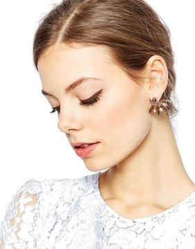 ASOS DESIGN KOLCZYKI KRYSZTAŁKI BRĄZOWE