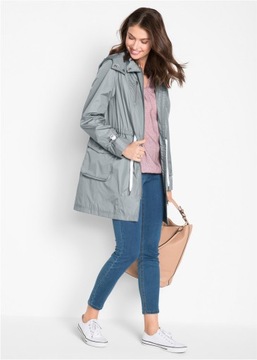 Женское серое классическое пальто с капюшоном, размер 44.