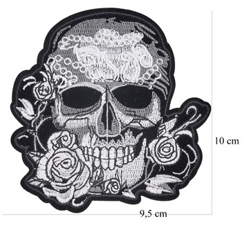 Термонашивка ЧЕРЕП С ЦВЕТКОМ