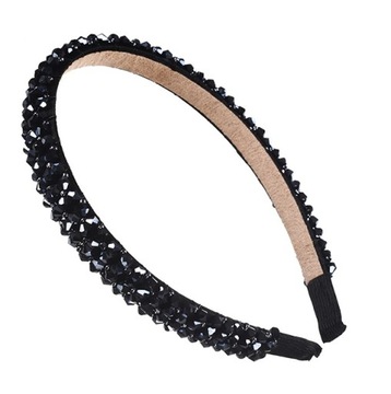 Ободок-тиара для волос, бусы, жемчуг, черный, блестящий, нарядный свадебный