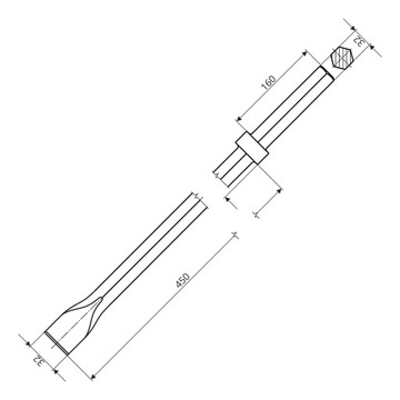 Grot HEX 32 x 160 mm Przecinak 32 x 450 mm Dłuto