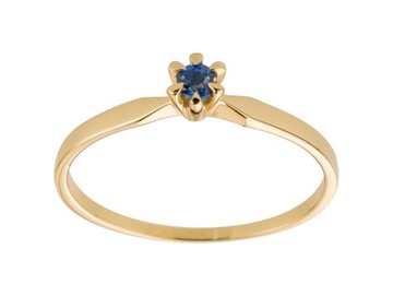 PIERŚCIONEK z ŻÓŁTEGO ZŁOTA 585 z SZAFIREM
