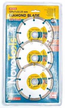 TARCZA DIAMENTOWA TARCZE DIAMENTOWE SEGMENTOWA 3 SZT - 125MM DO CIĘCIA