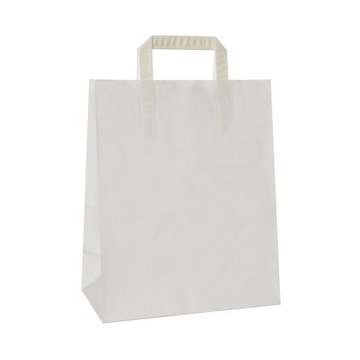 TORBA PAPIEROWA KRAFT Z UCHEM SKŁADANYM 26x14x32 BIAŁA /250 SZT/ 260X320