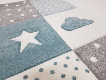 FORKIDS 3D ковер со ЗВЕЗДАМИ, ОБЛАКАМИ, бирюзовый 200х290