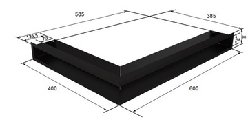 Каминная решетка Luft CORNER, правая, 40х60х9, черный