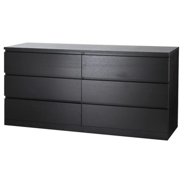 IKEA MALM komoda 6 szuflad 160x78 cm CZARNOBRĄZOWY