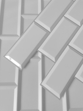 Панели для настенной плитки Белый 3D ПВХ СЕРЫЙ ШОВ