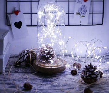 50 светодиодных проводных фонарей, на батарейках, 5 м, белые, БЕСПЛАТНО