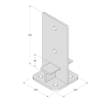 Основание столба, привинченное к бетону PUW 100 gold.