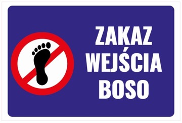 ZAKAZ WEJŚCIA BOSO naklejka 30x20 cm na basen