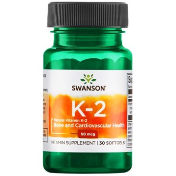 SWANSON NATURALNA WITAMINA K2 MK-7 50mcg TĘTNICE KOŚCI serce 30 kapsułek