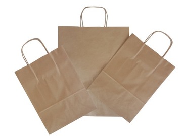 Torba papierowa EKOLOGICZNA 80g torby 400x160x450 200szt brązowe