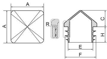 КРЫШКА КОНВЕРТ ДЛЯ ПРОФИЛЯ 15х15 - 10 шт.