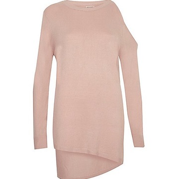 50Z 3064 RIVER ISLAND SWETER ASYMETRYCZNY RÓŻ 36