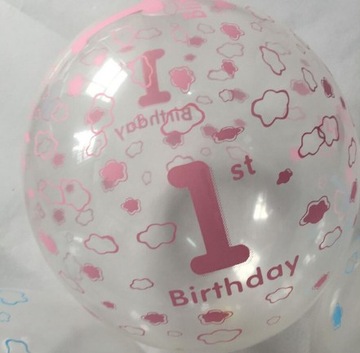 Balon urodziny roczek różowy girl dziewczynka