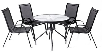 САДОВАЯ МЕБЕЛЬ ТЕРРАСНЫЙ КОМПЛЕКТ СТЕКЛЯННЫЙ СТОЛ 4K