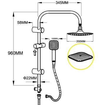 ZESTAW DESZCZOWNICA BATERIA WANNOWA TERMOSTATYCZNA