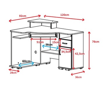 Вместительный угловой письменный стол ROT/полки, ящики Выбор
