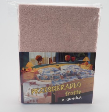 Prześcieradło frotte z gumką 90x200 jasny róż