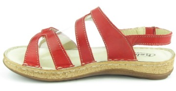 КОЖАНЫЕ САНДАЛИИ HELIOS KOMFORT 692 КРАСНЫЕ РАСПРОДАЖА PL 38