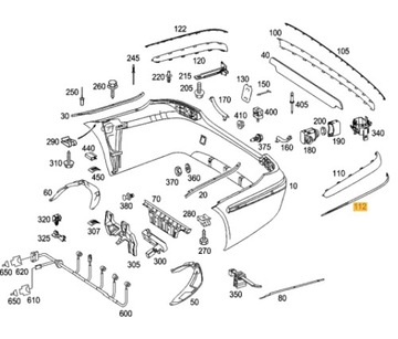 CHRÓM NÁRAZNÍKU LIŠTA MERCEDES W211 E TŘÍDA L P