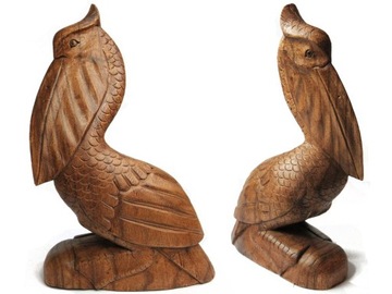Rzeźba z Drewna PTAK PELIKAN do Domu, Ogrodu 25cm