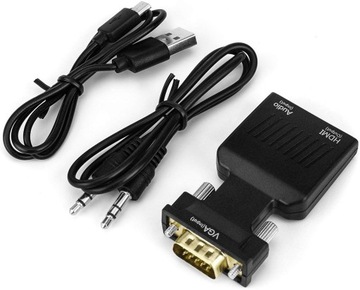 Адаптер-конвертер VGA D-SUB в HDMI + Audio Sound