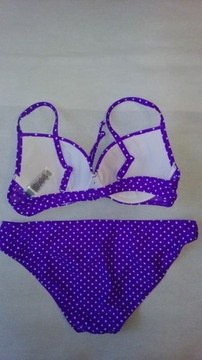 M&S strój kostium kąpielowy fiolet groszki 42