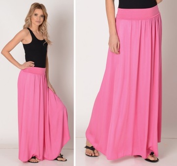 Zwiewna DŁUGA SPÓDNICA 2w1 SUKIENKA FUKSJA