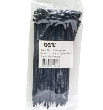 Кабельные зажимы Gemi 200x4,8 100 шт чернокожие