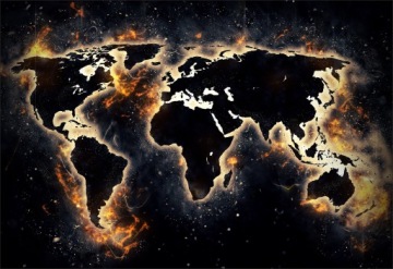 Картинка карта мира на польском языке, подборка узоров 120х80.