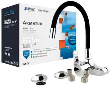 BATERIA KUCHENNA ŚCIENNA ELASTYCZNA CZARNA FLEX RUCHOMA DO ZLEWU CZARNA